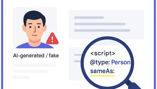 Formularz profilu autora w systemie CMS z czerwoną ikoną ostrzeżenia przed fałszywym zdjęciem AI i biogramem.