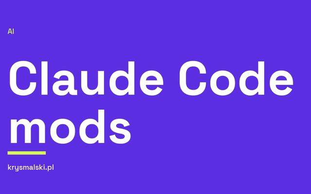 Napis na miniaturce Claude Code mods oraz opis wtyczek JS i TS do Claude Desktop.